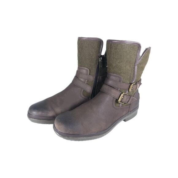 UGG Women's Simmens US8,5? Brown Leather Lined LaceUp Waterproof Wintet Boots - Picture 1 of 16